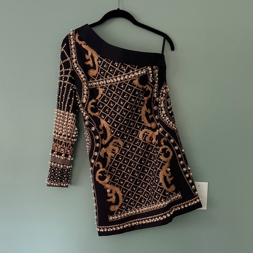Elegant Black and Gold Embellished Dress